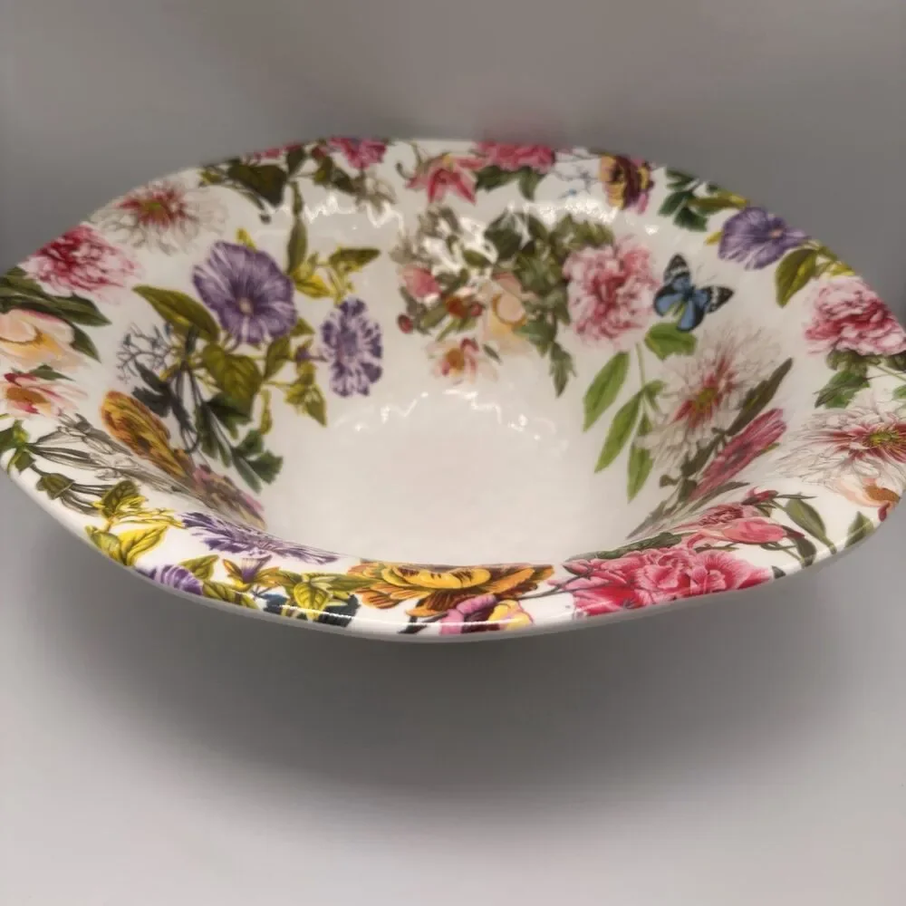 Michel Design Works Peony 14” Large Melamine Serving Salad Bowl Floral Butterfly